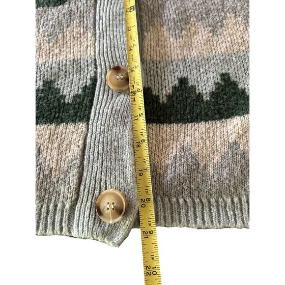 C&C California Pink Gray & Green Pattern V-Neck Knit Button-up Cardigan Sweater - Picture 5 of 6